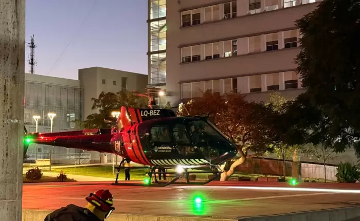 Dramático rescate en la ruta 149: un motociclista fue trasladado en helicóptero
