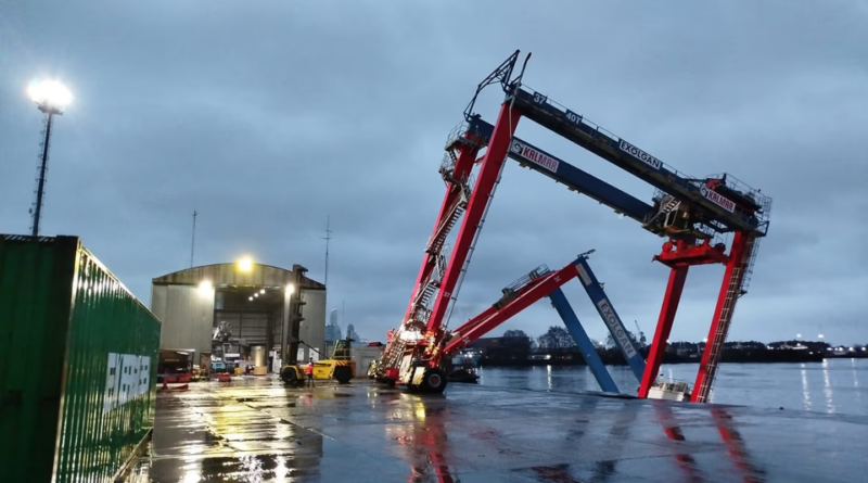 Temporal: derrumbe parcial en un sector del muelle de Exolgan en Dock Sud Temporal: derrumbe parcial en un sector del muelle de Exolgan en Dock Sud