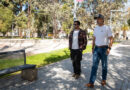 Ulpiano Suarez recorrió la Plaza Yrigoyen y destacó los resultados del nuevo sistema de riego